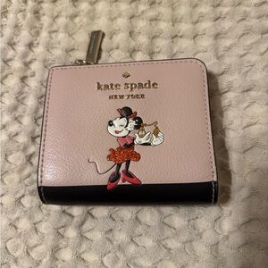 kate spade pink and black Minnie Mouse compact wallet
